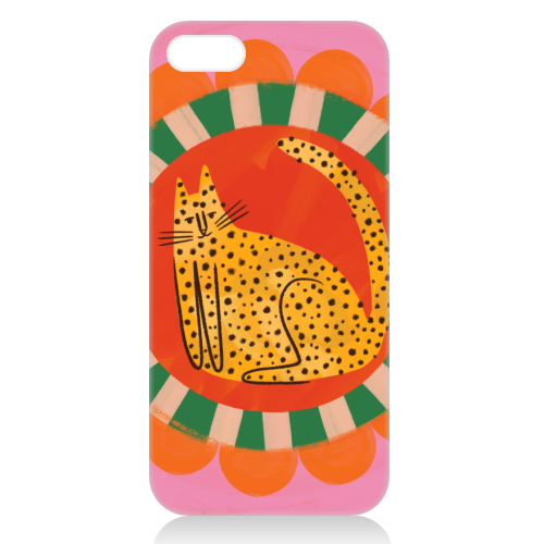 Folk art Bold Bright Leopard Illustration Plate Design - unique phone case by AbiGoLucky