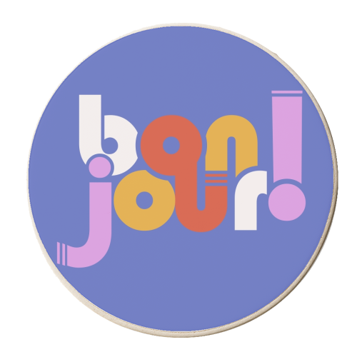 BON JOUR! FRENCH TYPOGRAPHY - personalised beer coaster by Ania Wieclaw