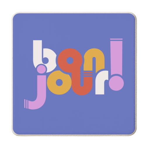 BON JOUR! FRENCH TYPOGRAPHY - personalised beer coaster by Ania Wieclaw