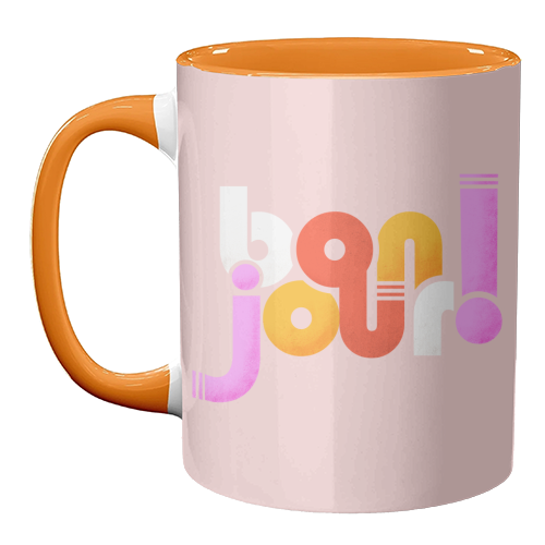 Bonjour French Typography in Sugary Pastel Colors - unique mug by Ania Wieclaw