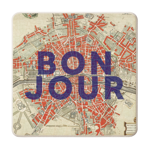 Bonjour - personalised beer coaster by The 13 Prints