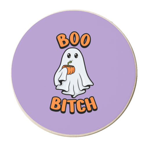 Boo Bitch - Ghost - personalised beer coaster by Amy Farmer