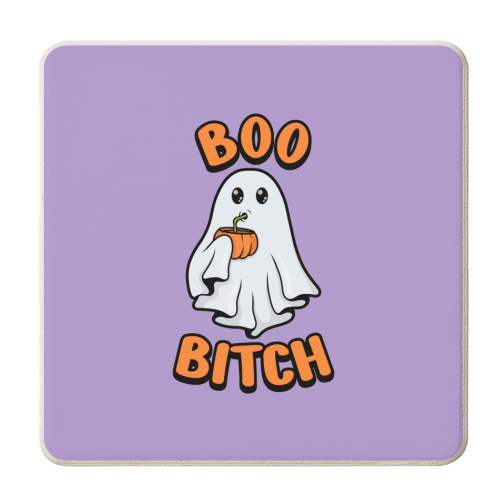 Boo Bitch - Ghost - personalised beer coaster by Amy Farmer