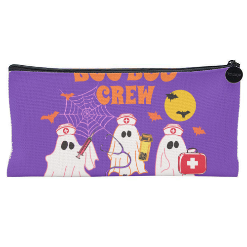 Boo Boo Crew Halloween Ghost Nurse with Bats Illustration  Description: - flat pencil case by EZbie
