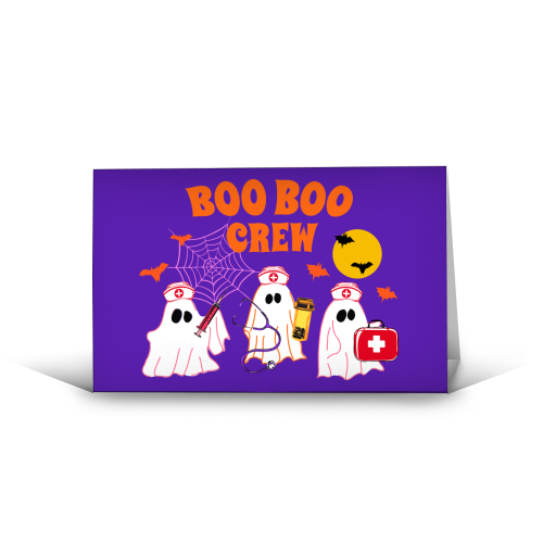 Boo Boo Crew Halloween Ghost Nurse with Bats Illustration  Description: - funny greeting card by EZbie