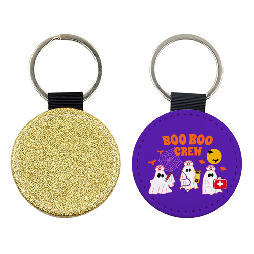 Boo Boo Crew Halloween Ghost Nurse with Bats Illustration  Description: - keyring by EZbie