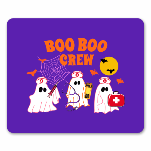 Boo Boo Crew Halloween Ghost Nurse with Bats Illustration  Description: - mouse mat by EZbie