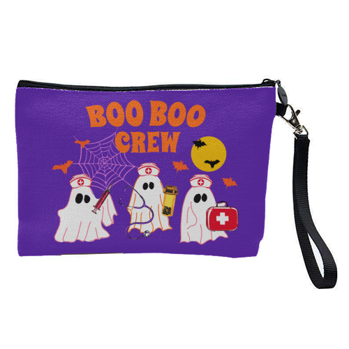 Boo Boo Crew Halloween Ghost Nurse with Bats Illustration  Description: - pretty makeup bag by EZbie