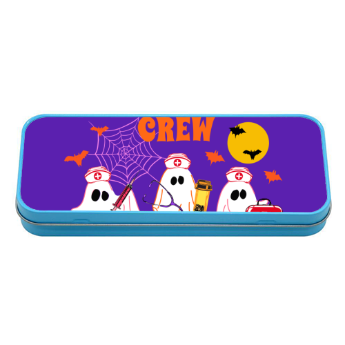 Boo Boo Crew Halloween Ghost Nurse with Bats Illustration  Description: - tin pencil case by EZbie