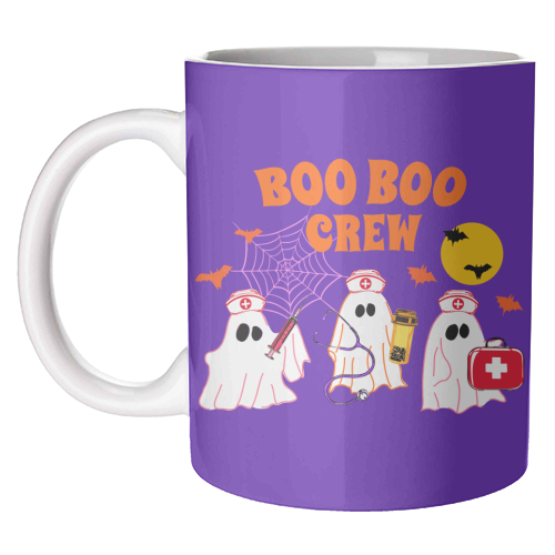 Boo Boo Crew Halloween Ghost Nurse with Bats Illustration  Description: - unique mug by EZbie