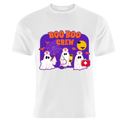 Boo Boo Crew Halloween Ghost Nurse with Bats Illustration  Description: - unique t shirt by EZbie