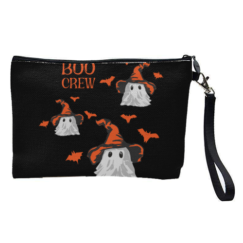 Boo Crew Halloween Ghost with Witch Hat and Bats - pretty makeup bag by EZbie