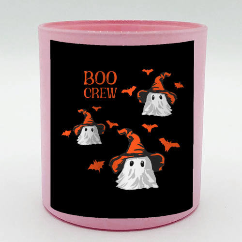 Boo Crew Halloween Ghost with Witch Hat and Bats - scented candle by EZbie