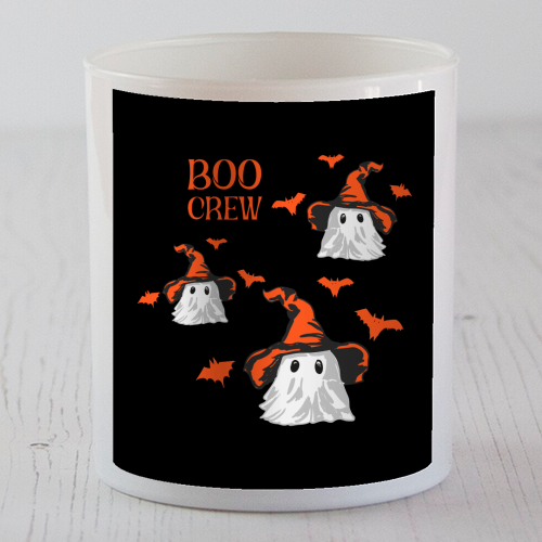 Boo Crew Halloween Ghost with Witch Hat and Bats - scented candle by EZbie