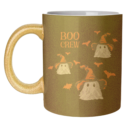 Boo Crew Halloween Ghost with Witch Hat and Bats - unique mug by EZbie