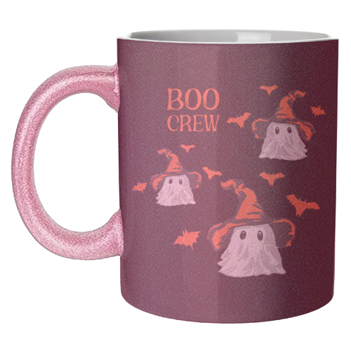 Boo Crew Halloween Ghost with Witch Hat and Bats - unique mug by EZbie