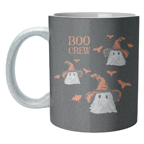 Boo Crew Halloween Ghost with Witch Hat and Bats - unique mug by EZbie