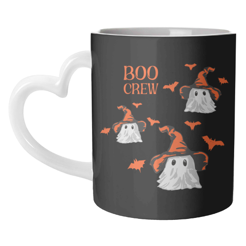Boo Crew Halloween Ghost with Witch Hat and Bats - unique mug by EZbie