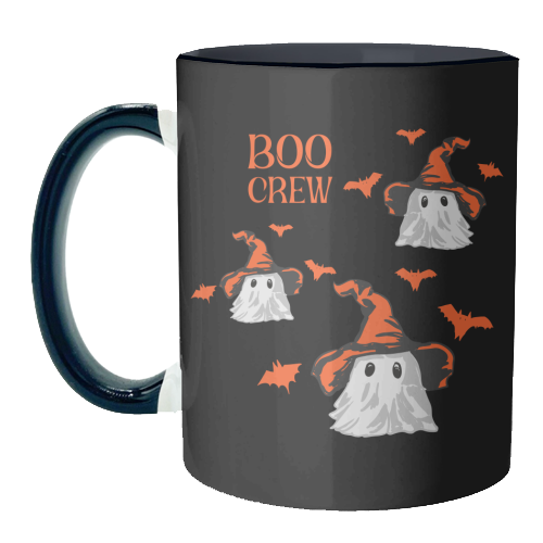 Boo Crew Halloween Ghost with Witch Hat and Bats - unique mug by EZbie