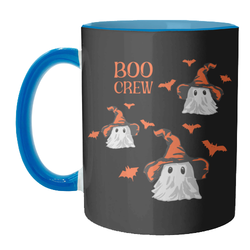 Boo Crew Halloween Ghost with Witch Hat and Bats - unique mug by EZbie
