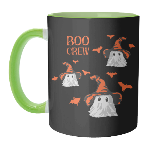 Boo Crew Halloween Ghost with Witch Hat and Bats - unique mug by EZbie