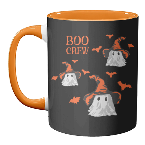 Boo Crew Halloween Ghost with Witch Hat and Bats - unique mug by EZbie