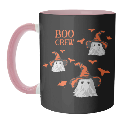 Boo Crew Halloween Ghost with Witch Hat and Bats - unique mug by EZbie