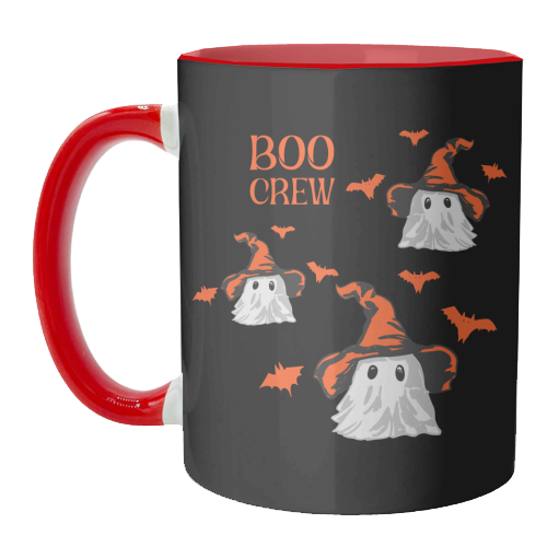 Boo Crew Halloween Ghost with Witch Hat and Bats - unique mug by EZbie
