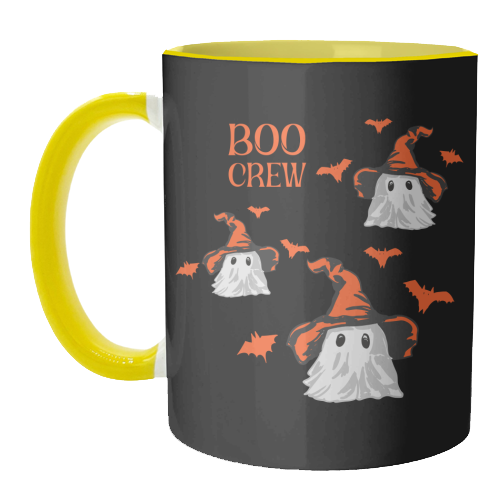 Boo Crew Halloween Ghost with Witch Hat and Bats - unique mug by EZbie
