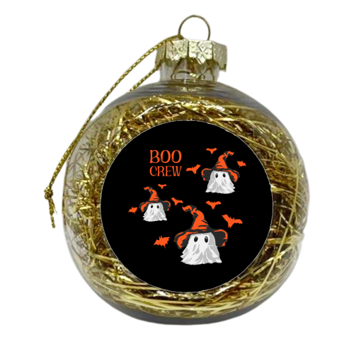 Boo Crew Halloween Ghost with Witch Hat and Bats - xmas bauble by EZbie
