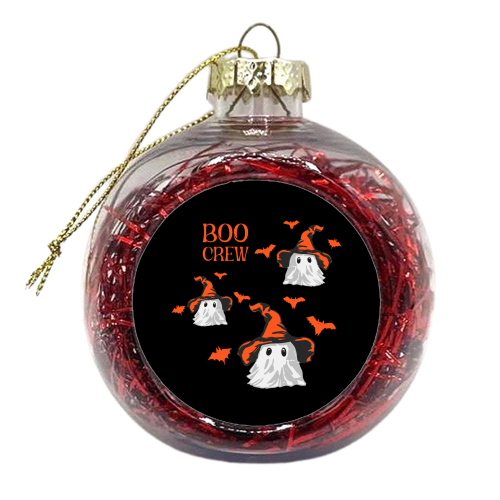 Boo Crew Halloween Ghost with Witch Hat and Bats - xmas bauble by EZbie