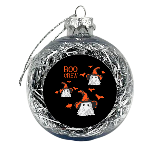 Boo Crew Halloween Ghost with Witch Hat and Bats - xmas bauble by EZbie