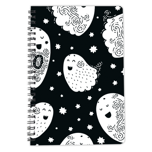boo cute ghosts - personalised A4, A5, A6 notebook by haris kavalla