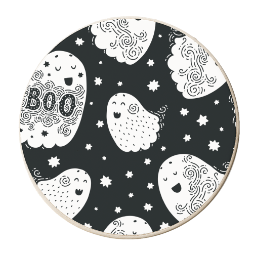 boo cute ghosts - personalised beer coaster by haris kavalla