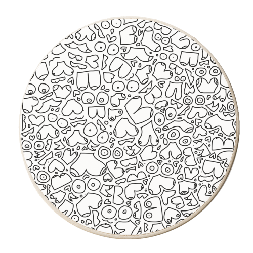 Boob minimalist pattern - personalised beer coaster by andrea zuza