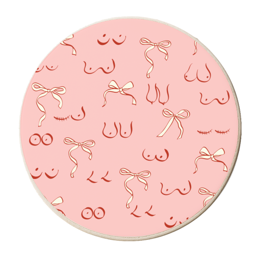Boobs and Bows Coquette - personalised beer coaster by EZbie