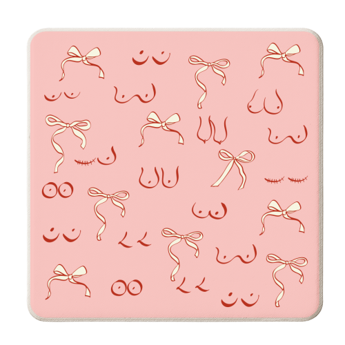 Boobs and Bows Coquette - personalised beer coaster by EZbie