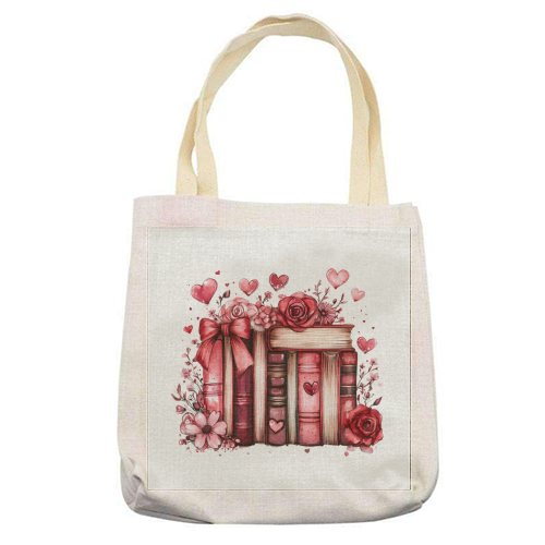Books and Roses - printed canvas tote bag by haris kavalla