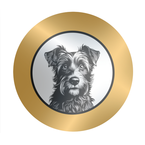 Border Terrier Cameo Dog Portrait (Mustard Yellow) - Circle Sticker by Adam Regester