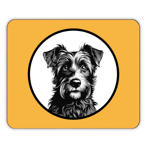 Border Terrier Cameo Dog Portrait (Mustard Yellow) - designer placemat by Adam Regester