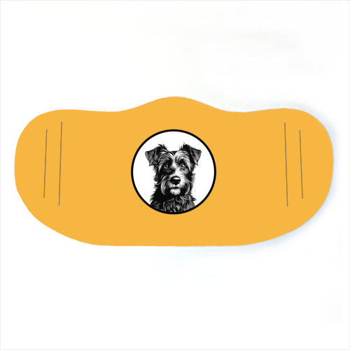 Border Terrier Cameo Dog Portrait (Mustard Yellow) - face cover mask by Adam Regester