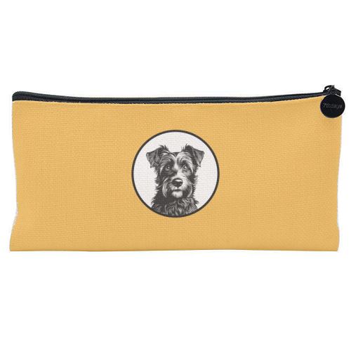 Border Terrier Cameo Dog Portrait (Mustard Yellow) - flat pencil case by Adam Regester