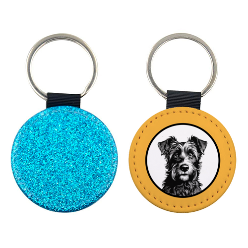 Border Terrier Cameo Dog Portrait (Mustard Yellow) - keyring by Adam Regester