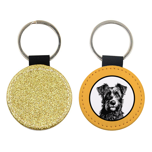 Border Terrier Cameo Dog Portrait (Mustard Yellow) - keyring by Adam Regester