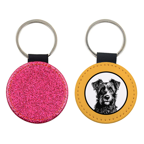 Border Terrier Cameo Dog Portrait (Mustard Yellow) - keyring by Adam Regester
