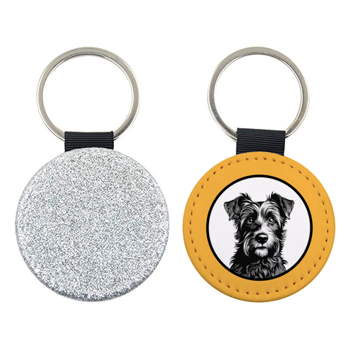 Border Terrier Cameo Dog Portrait (Mustard Yellow) - keyring by Adam Regester