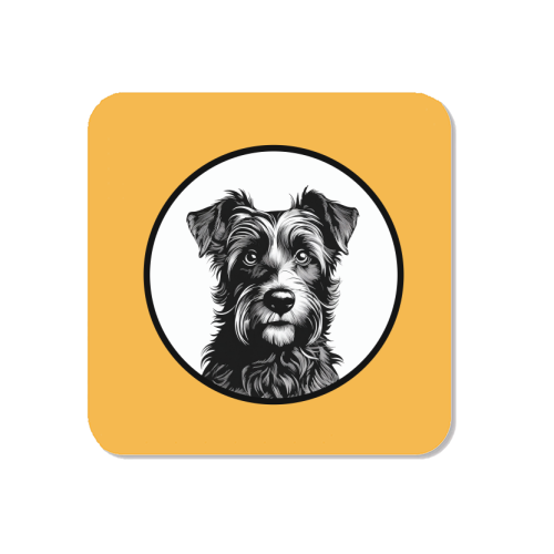 Border Terrier Cameo Dog Portrait (Mustard Yellow) - Magnet by Adam Regester