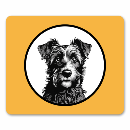 Border Terrier Cameo Dog Portrait (Mustard Yellow) - mouse mat by Adam Regester