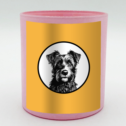 Border Terrier Cameo Dog Portrait (Mustard Yellow) - scented candle by Adam Regester