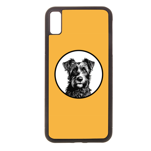 Border Terrier Cameo Dog Portrait (Mustard Yellow) - stylish phone case by Adam Regester